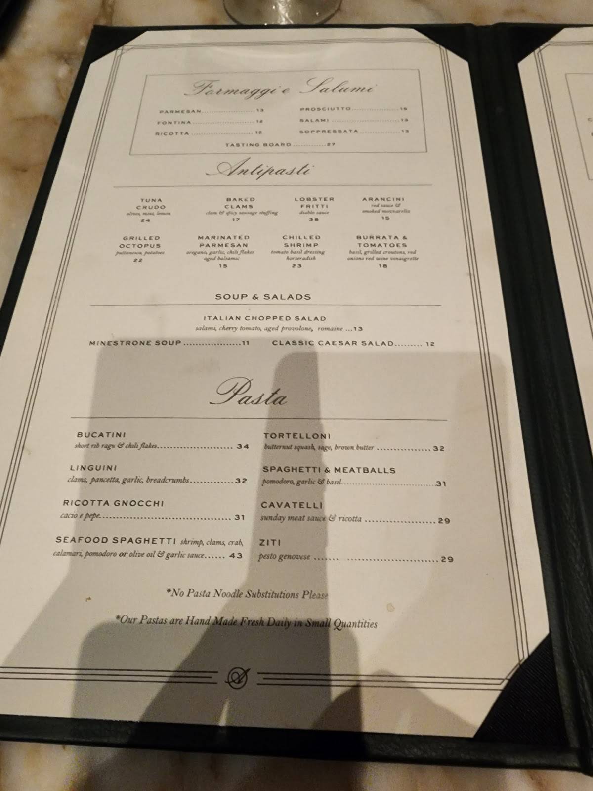 Menu at Angeline by Michael Symon restaurant, Atlantic City
