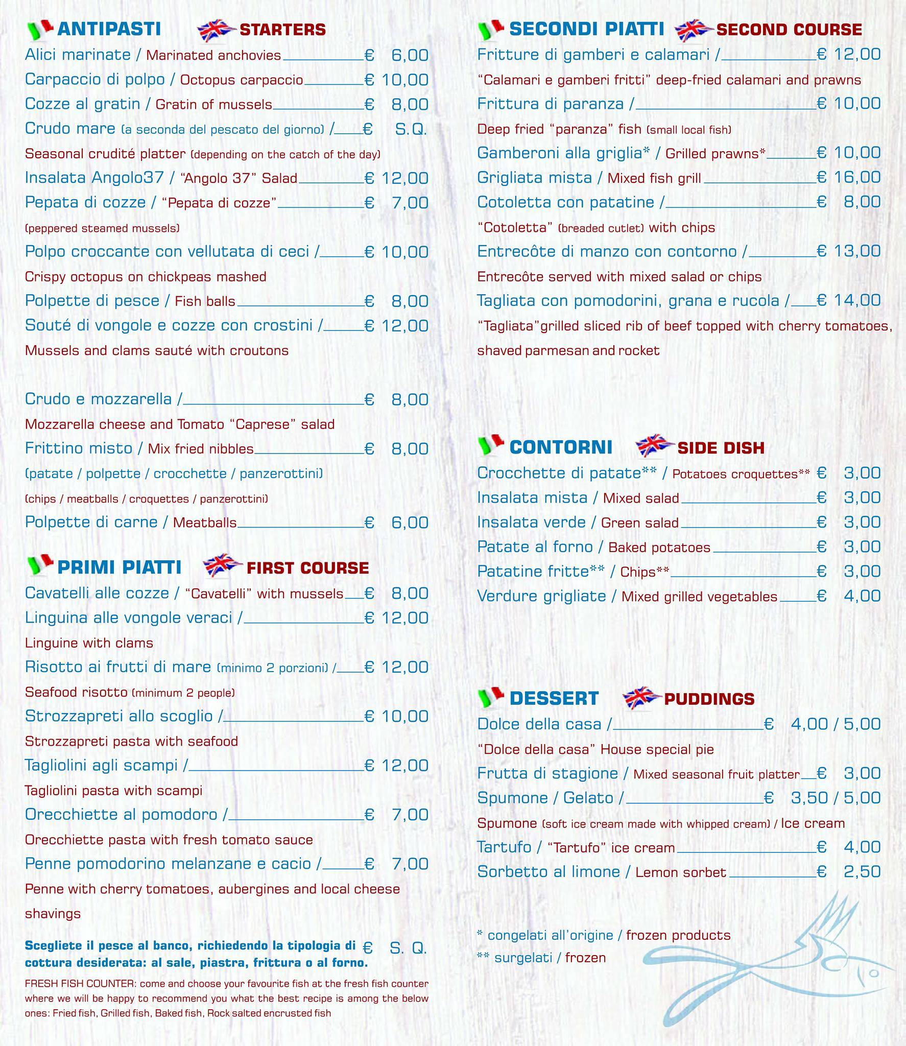 Menu di Angolo 37 Restaurant 