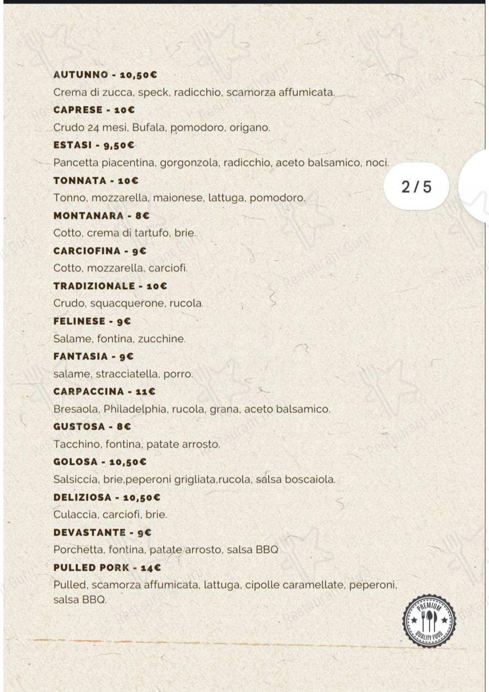 Menu pour Angolo della Piada dans Collecchio