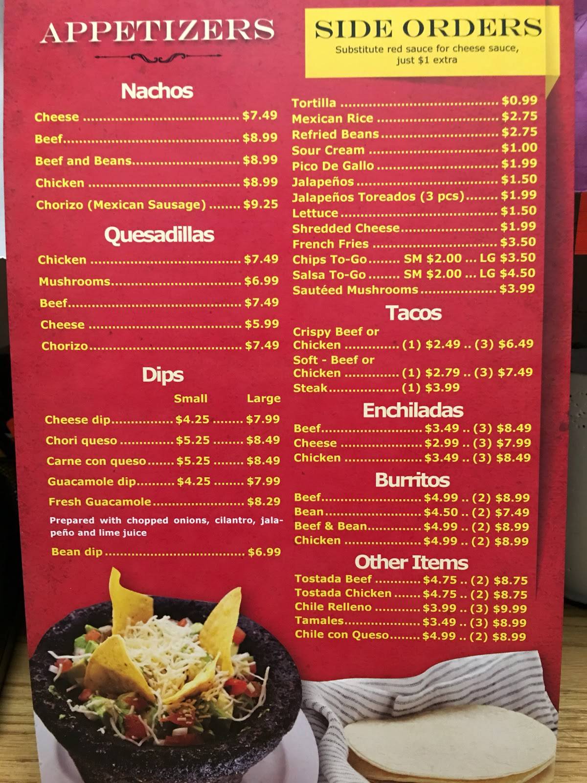 Menu at Guadalajara Mexican Restaurant, Ankeny