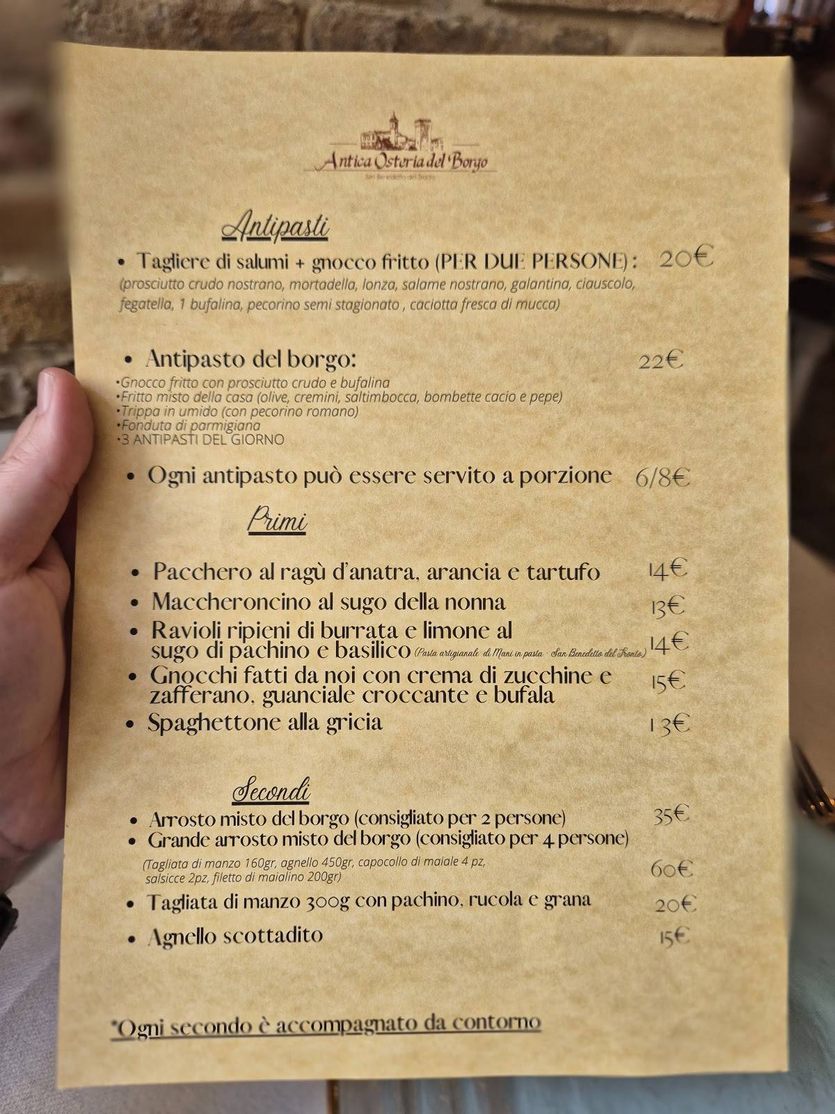 Menu di Antica Osteria del Borgo 
