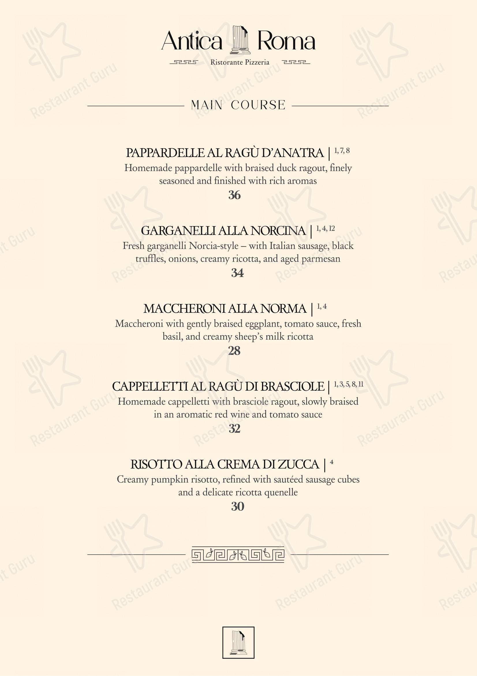 Menu di Antica Roma - Menu