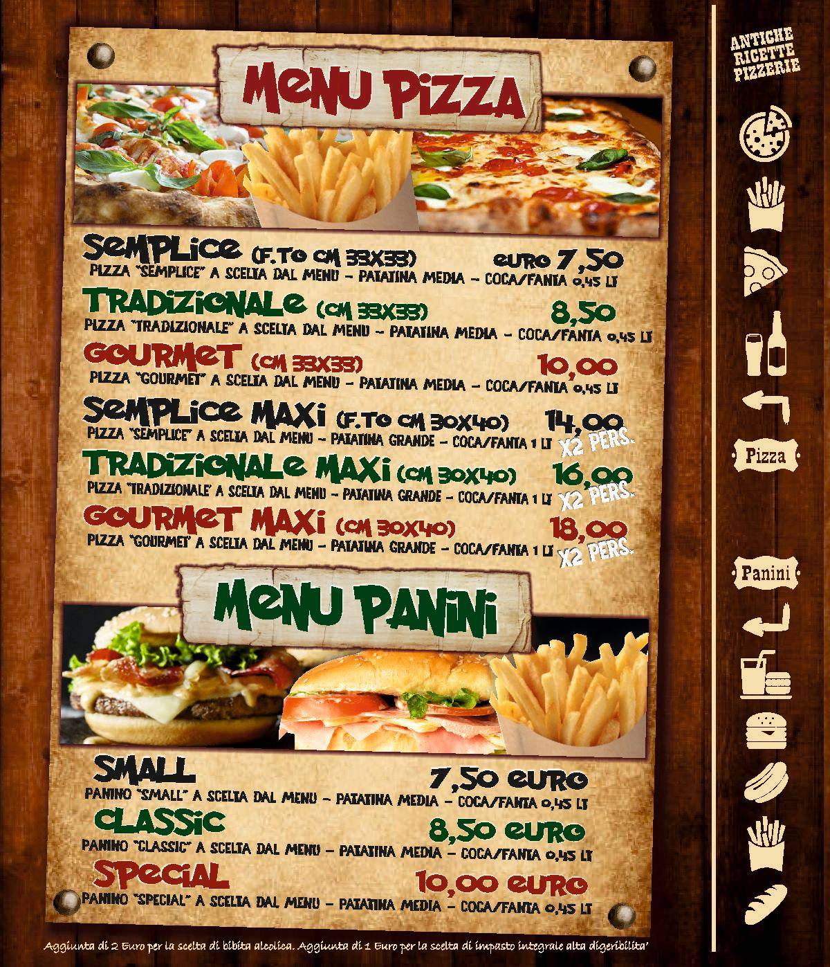 Menu de Antiche Ricette Eurofocaccia Rieti