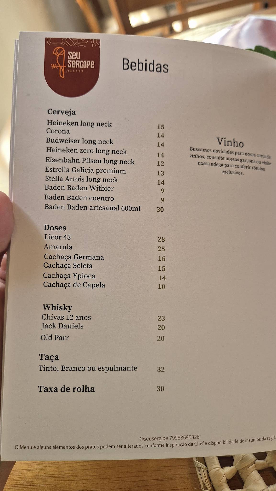 Seu Sergipe cardápio