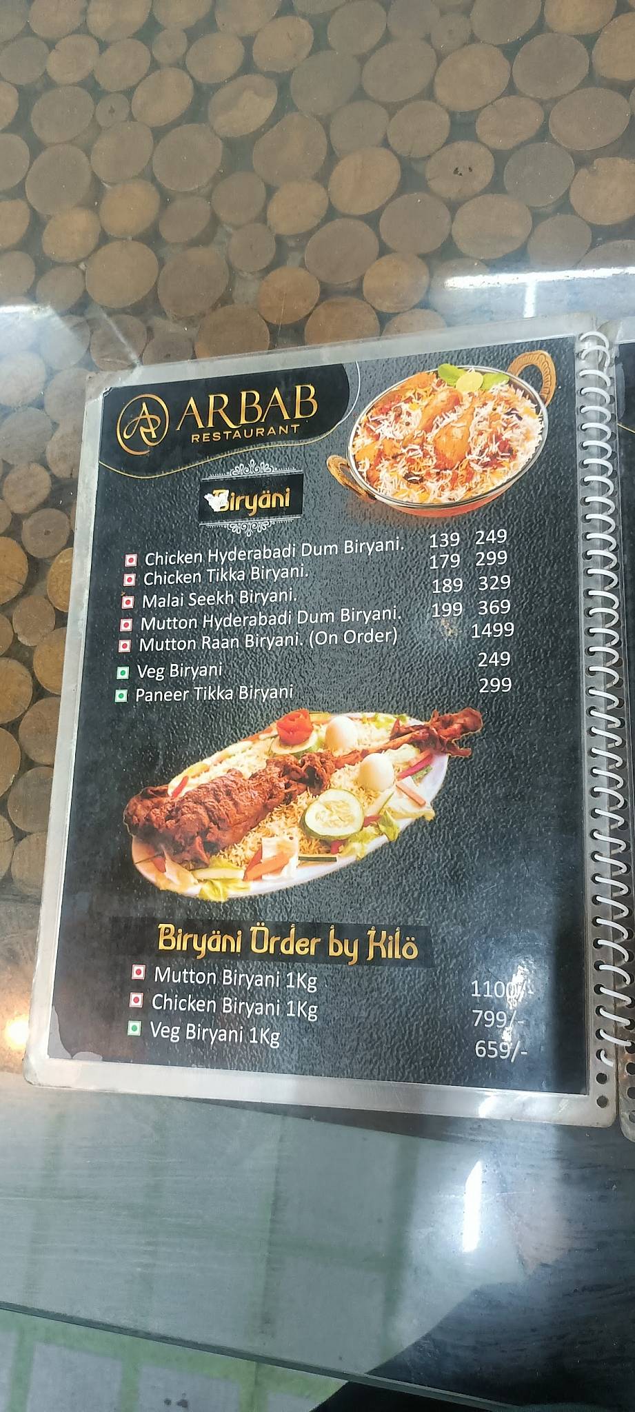 Arbab Restaurant menu