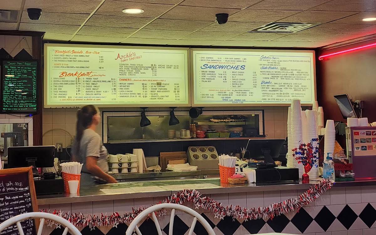 Menu at Archie's Restaurant, La Porte