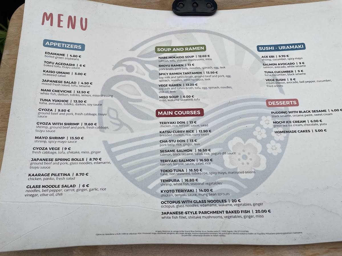 Menu di Arigato by Hrvoje 