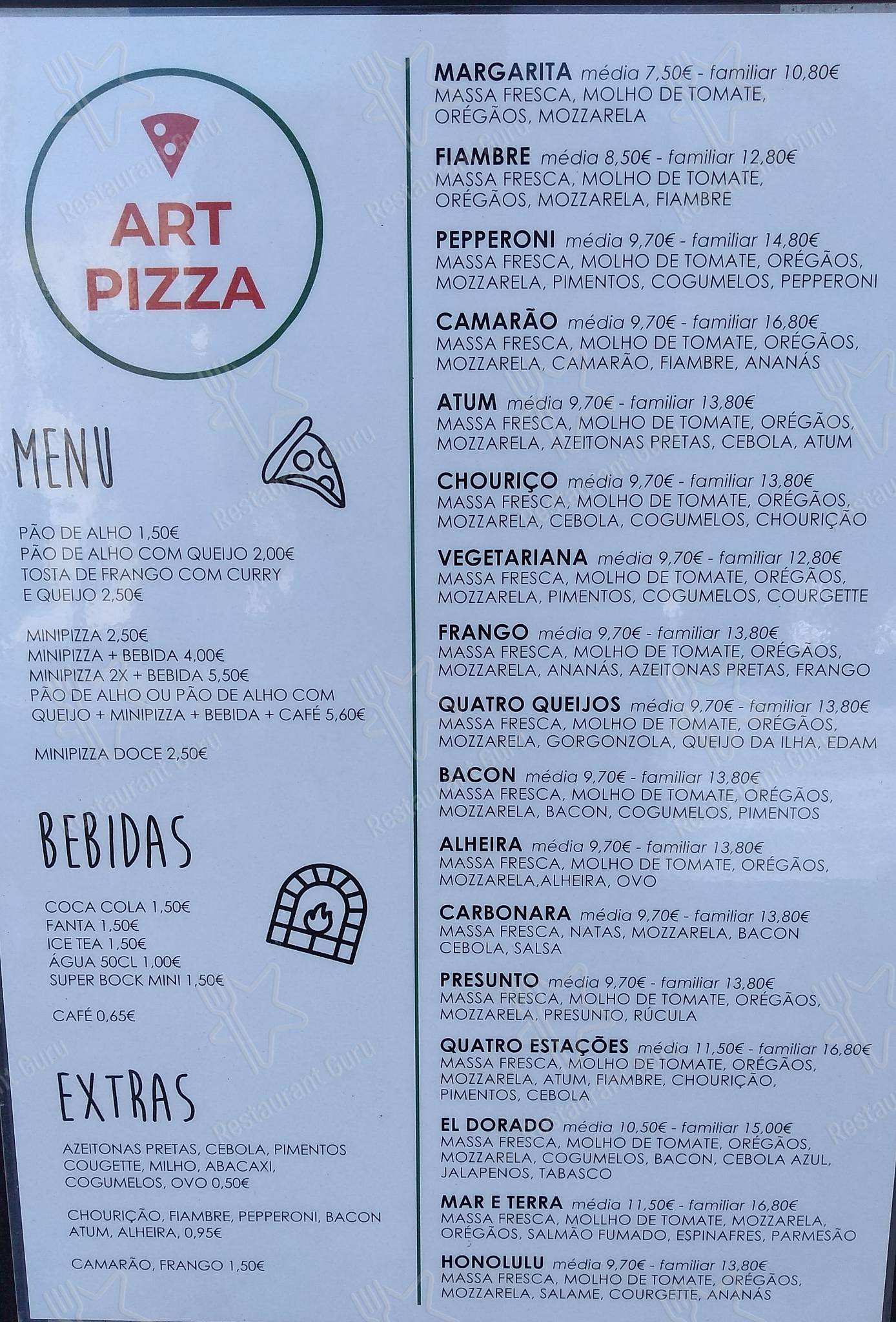 Menu em Art pizza restaurante, Senhora da Hora, Av. Calouste Gulbenkian 1443, image size:1388x2048