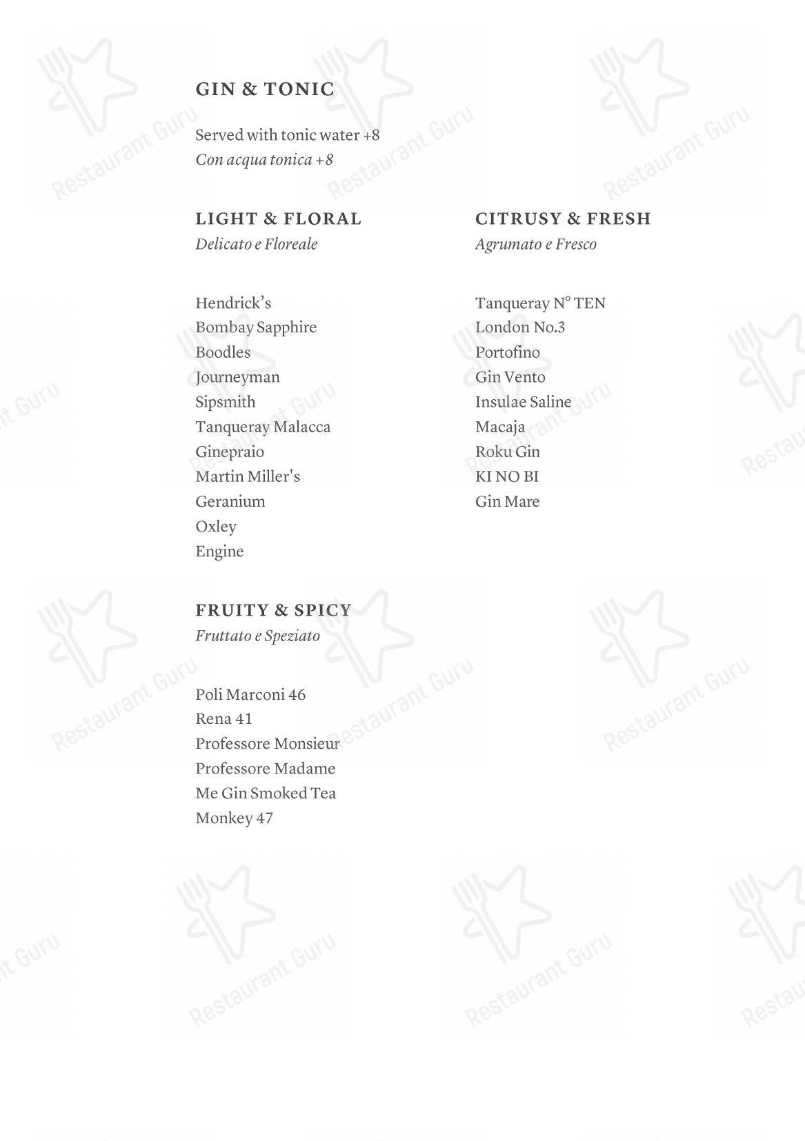 Menu bar per Arva presso Aman Venice ristorante