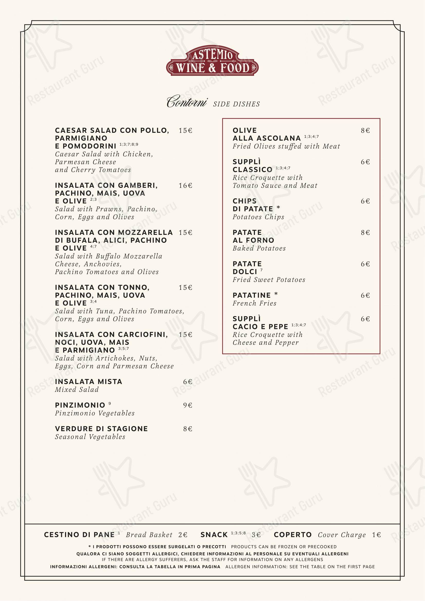 Menu per Astemio pub & bar