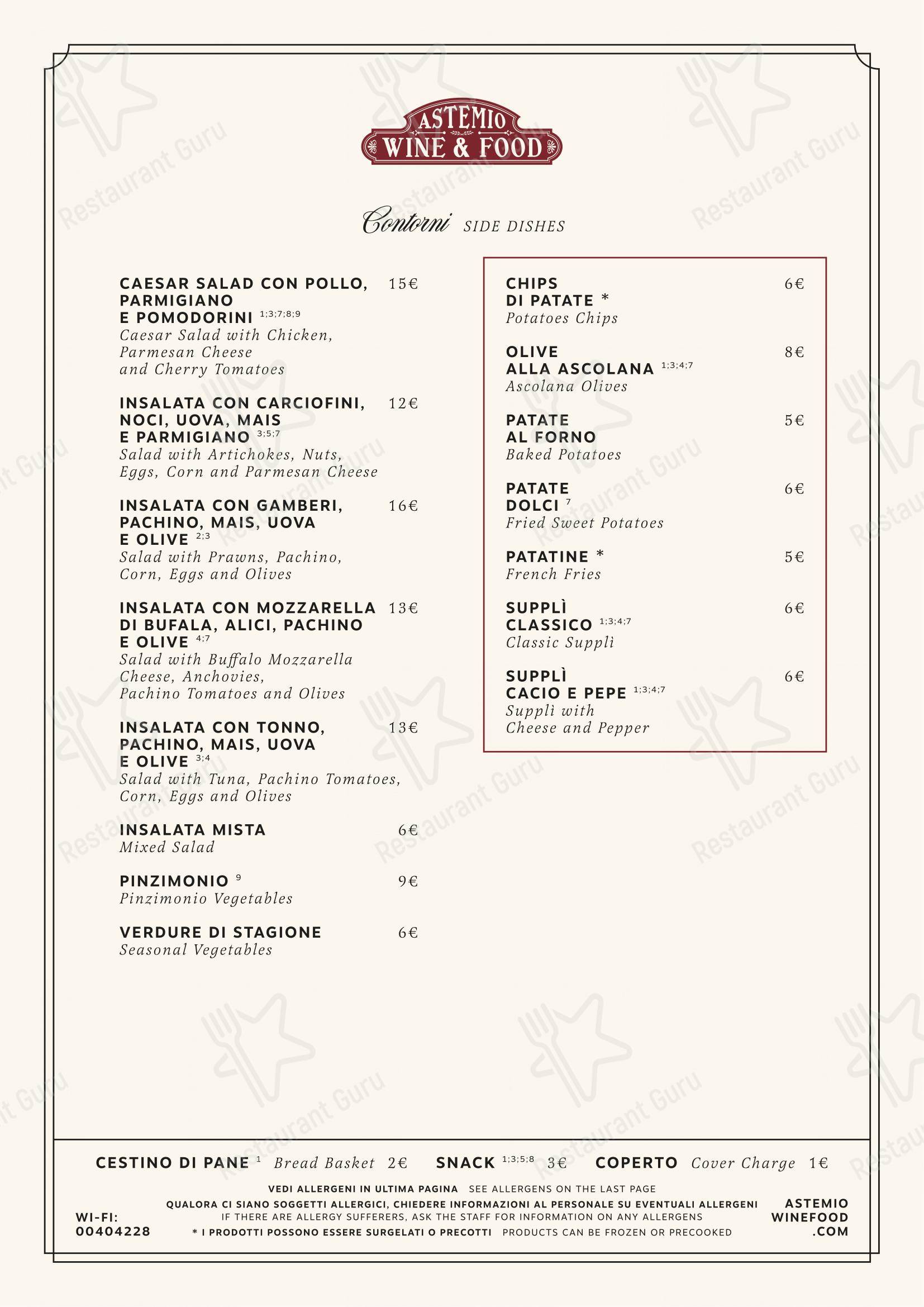 Astemio in Roma - Menu bar