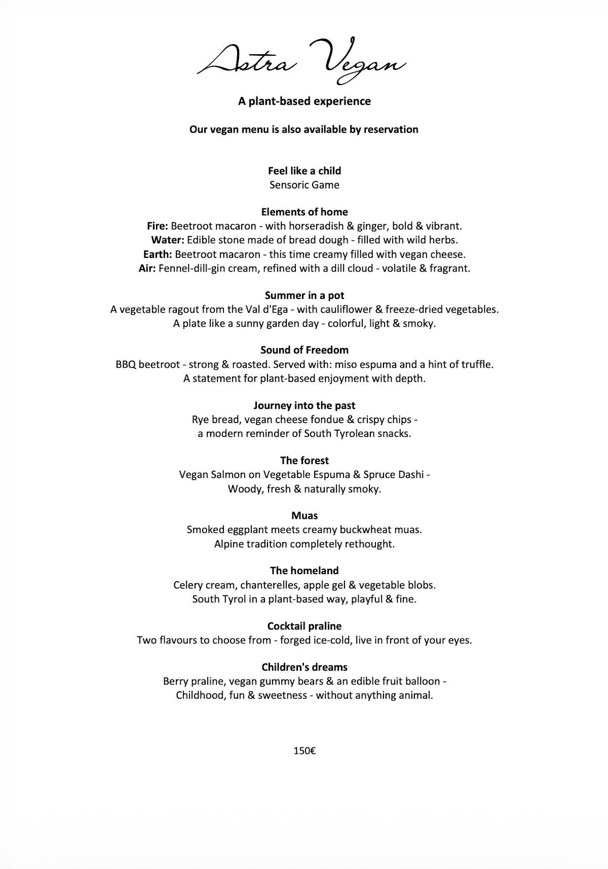 Menu di Astra 