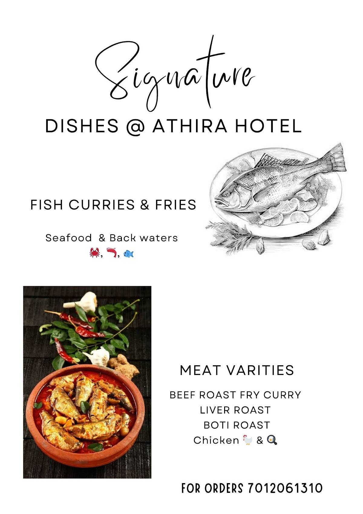 Athira Hotel menu