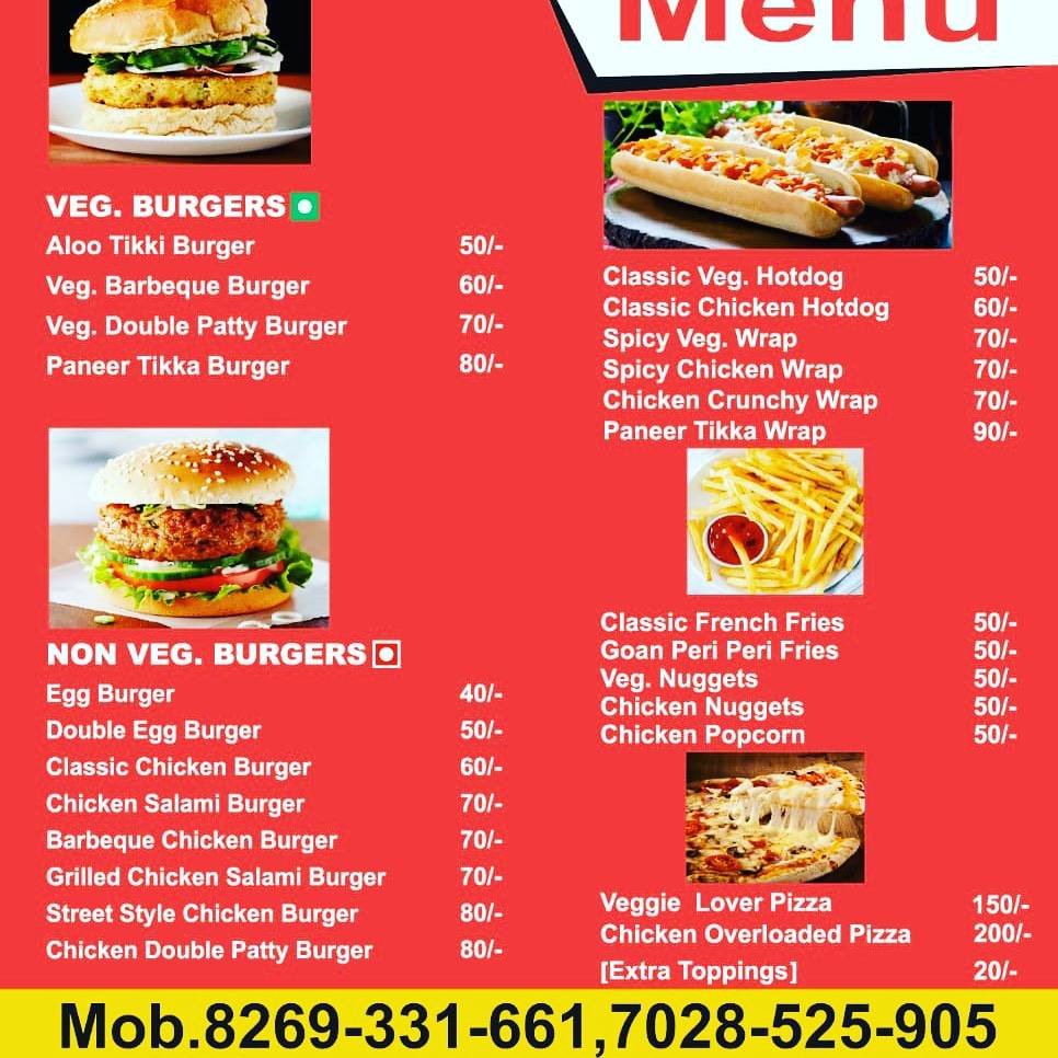 Atomic Burgers menu