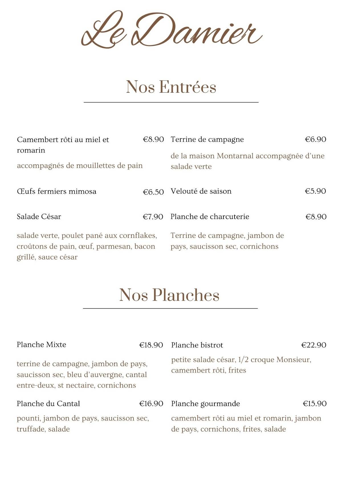 restaurant le damier à troyes