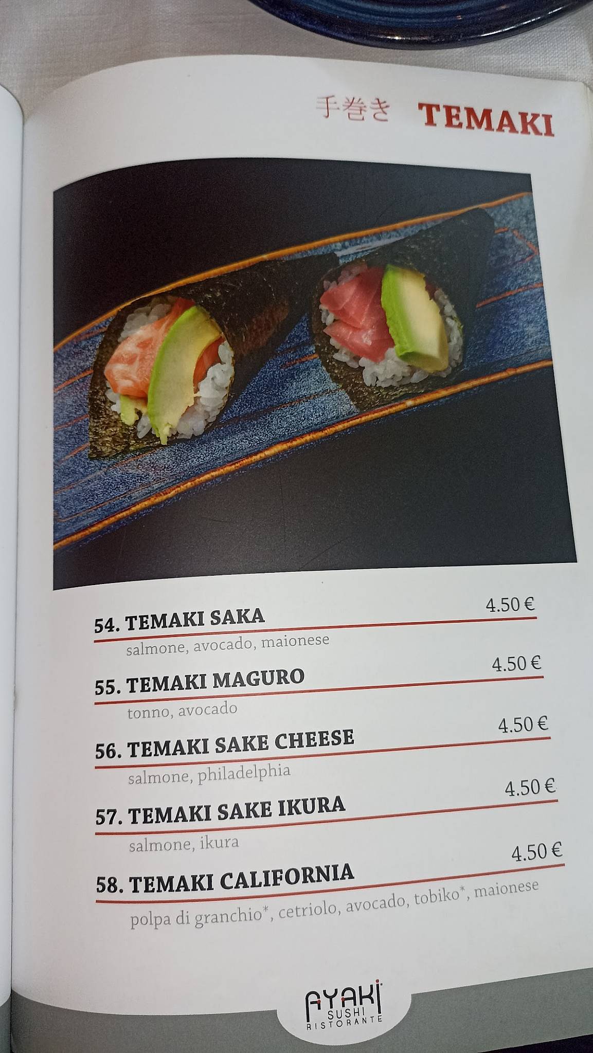 Menu di Ayaki Sushi Ristorante 