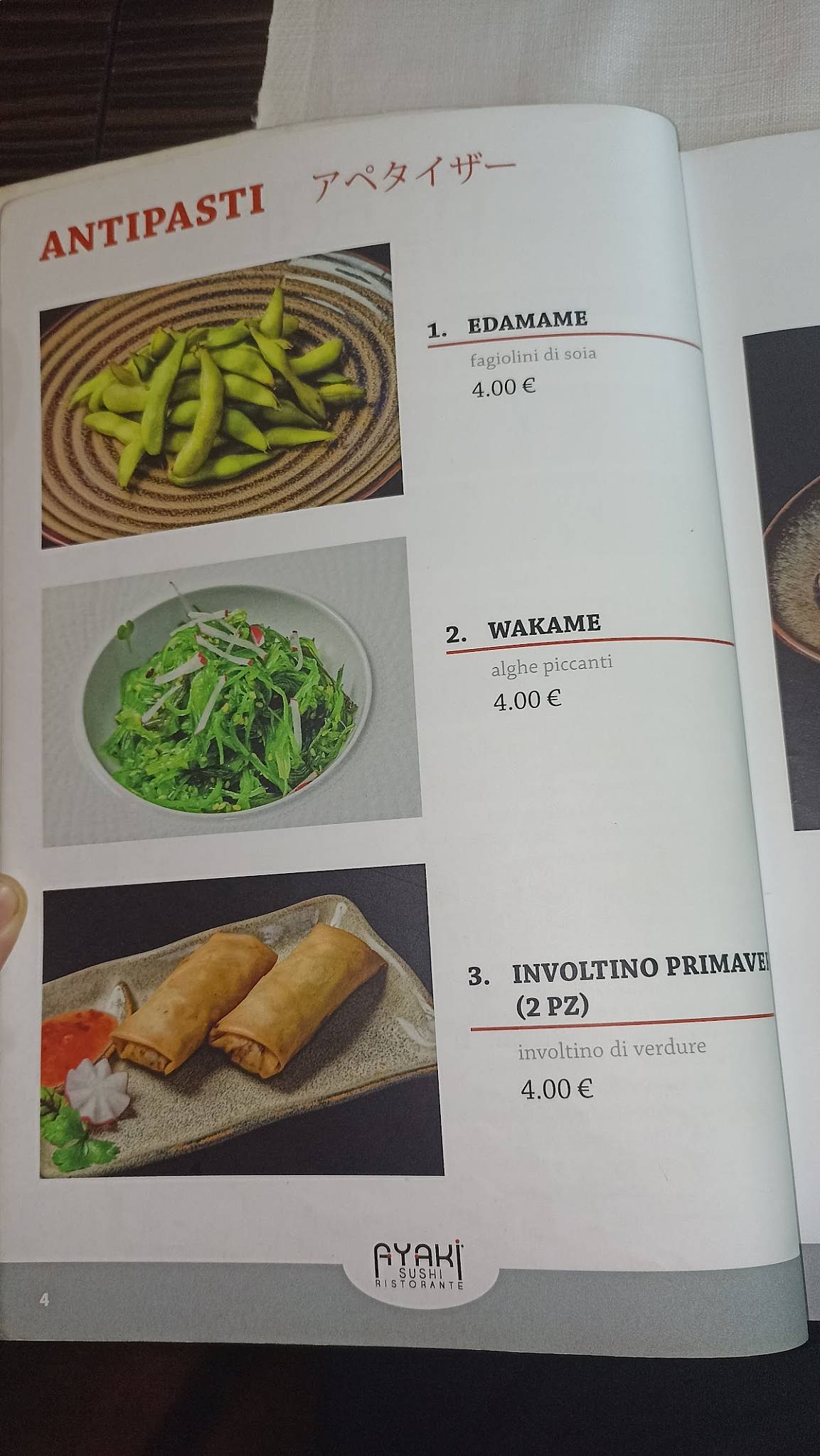 Menu di Ayaki Sushi Ristorante 