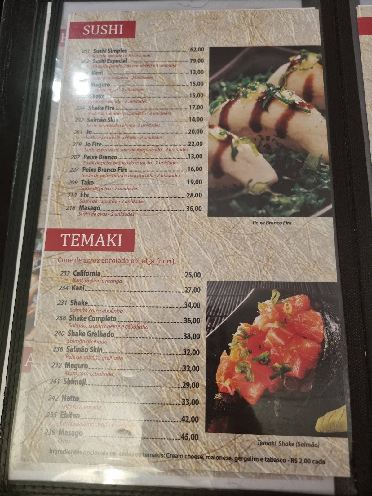 Azami Sushi cardápio