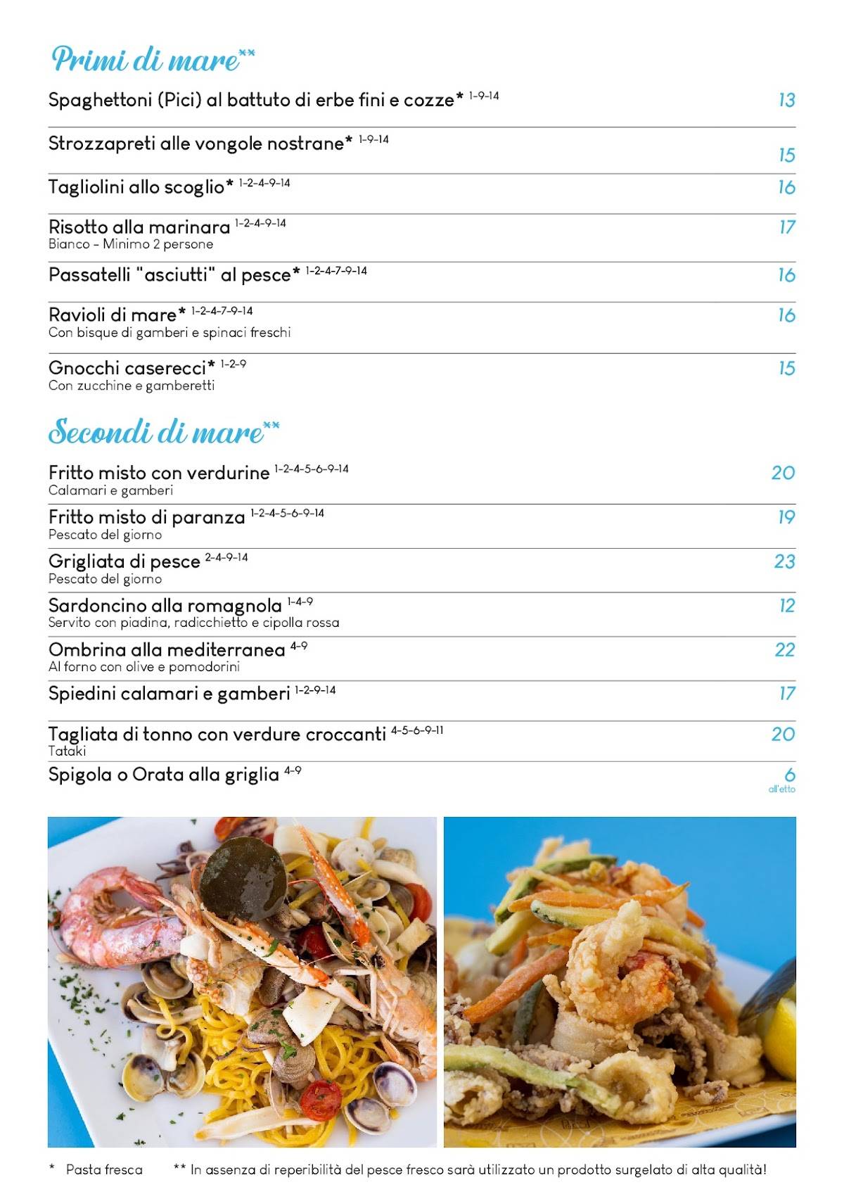 Menu di B&B Bar Ristorante Pizzeria 