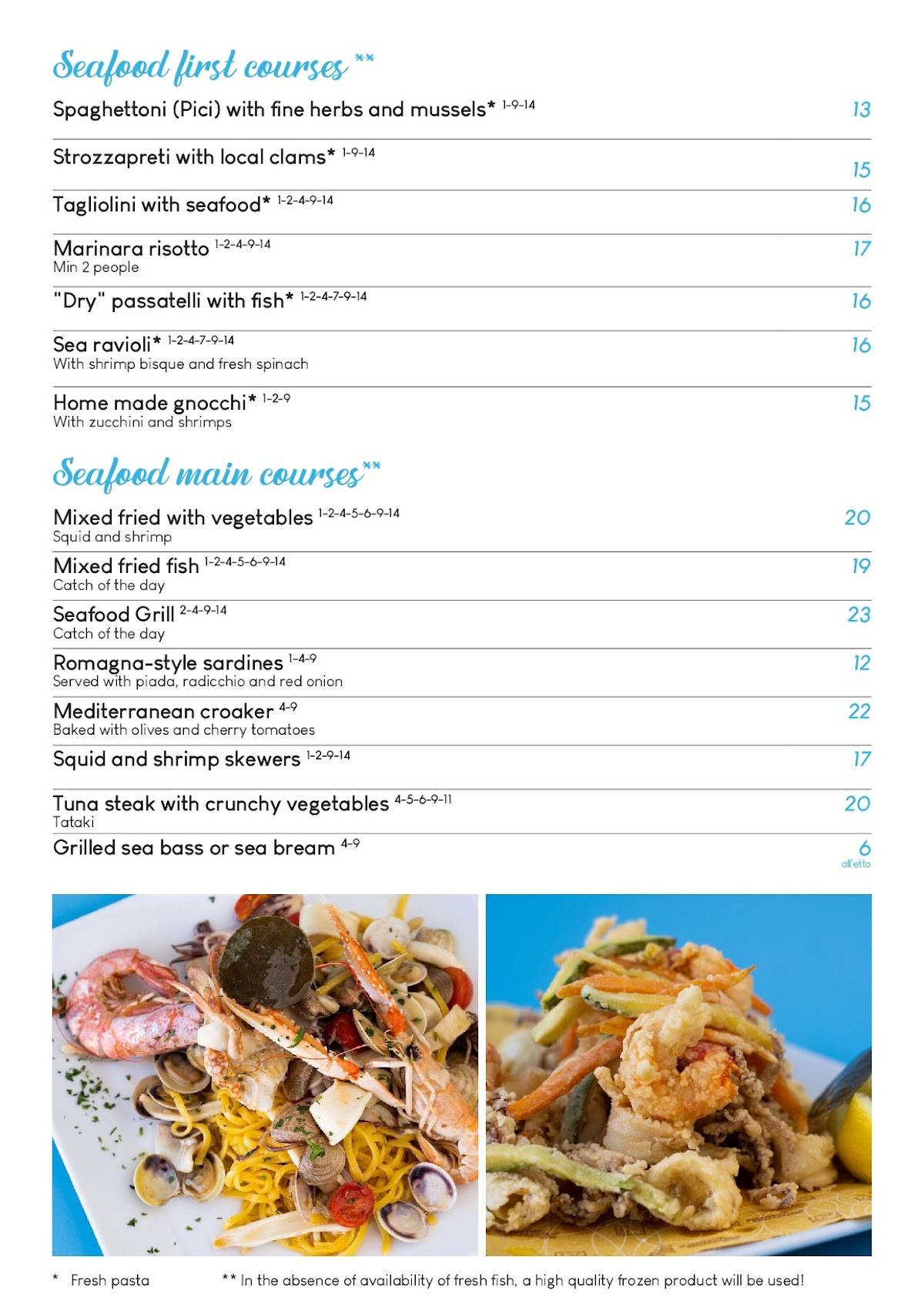 Menu di B&B Bar Ristorante Pizzeria 
