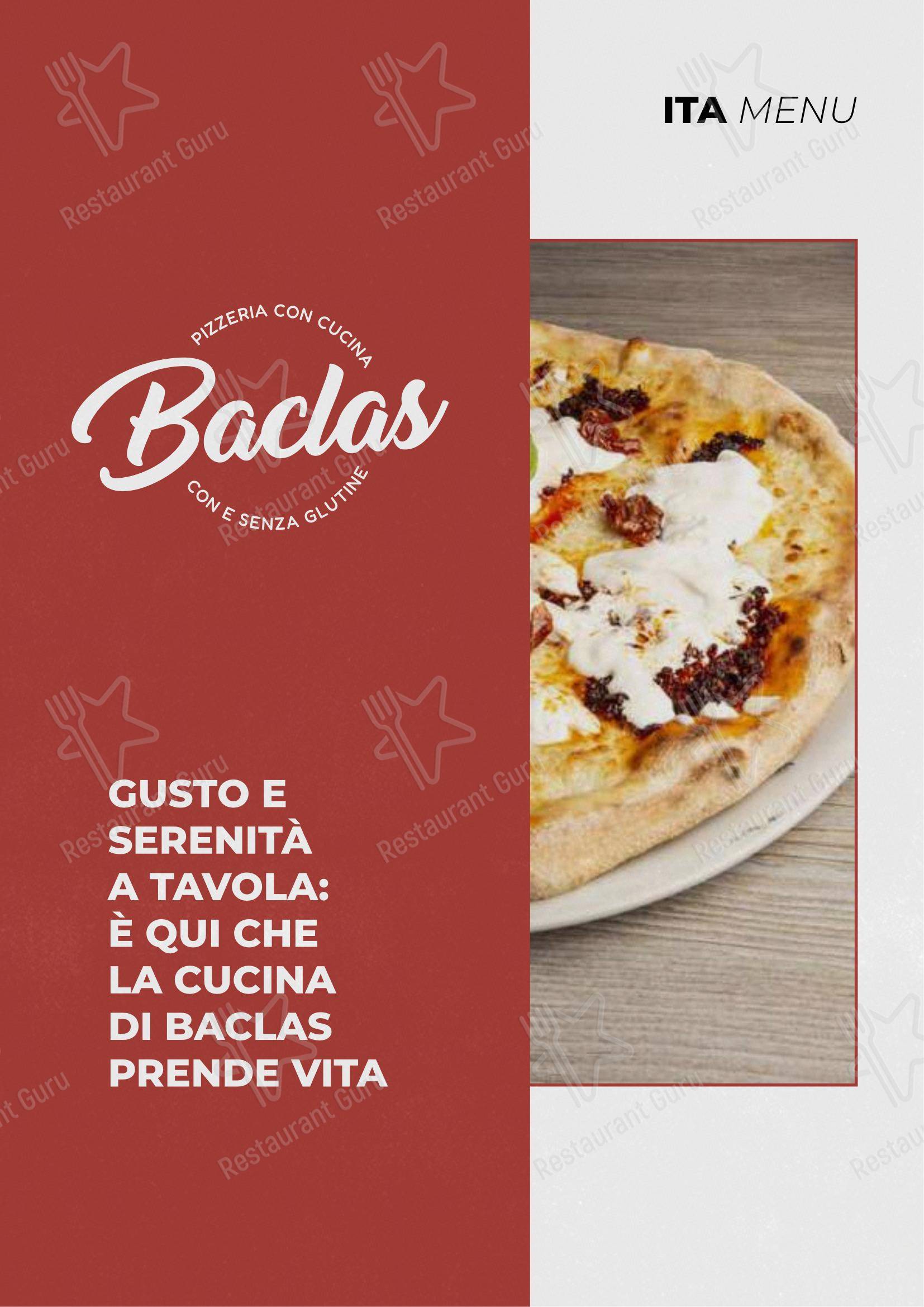 Menu di BACLAS - Pizzeria con cucina, senza glutine, delivery e take away - Menu bar