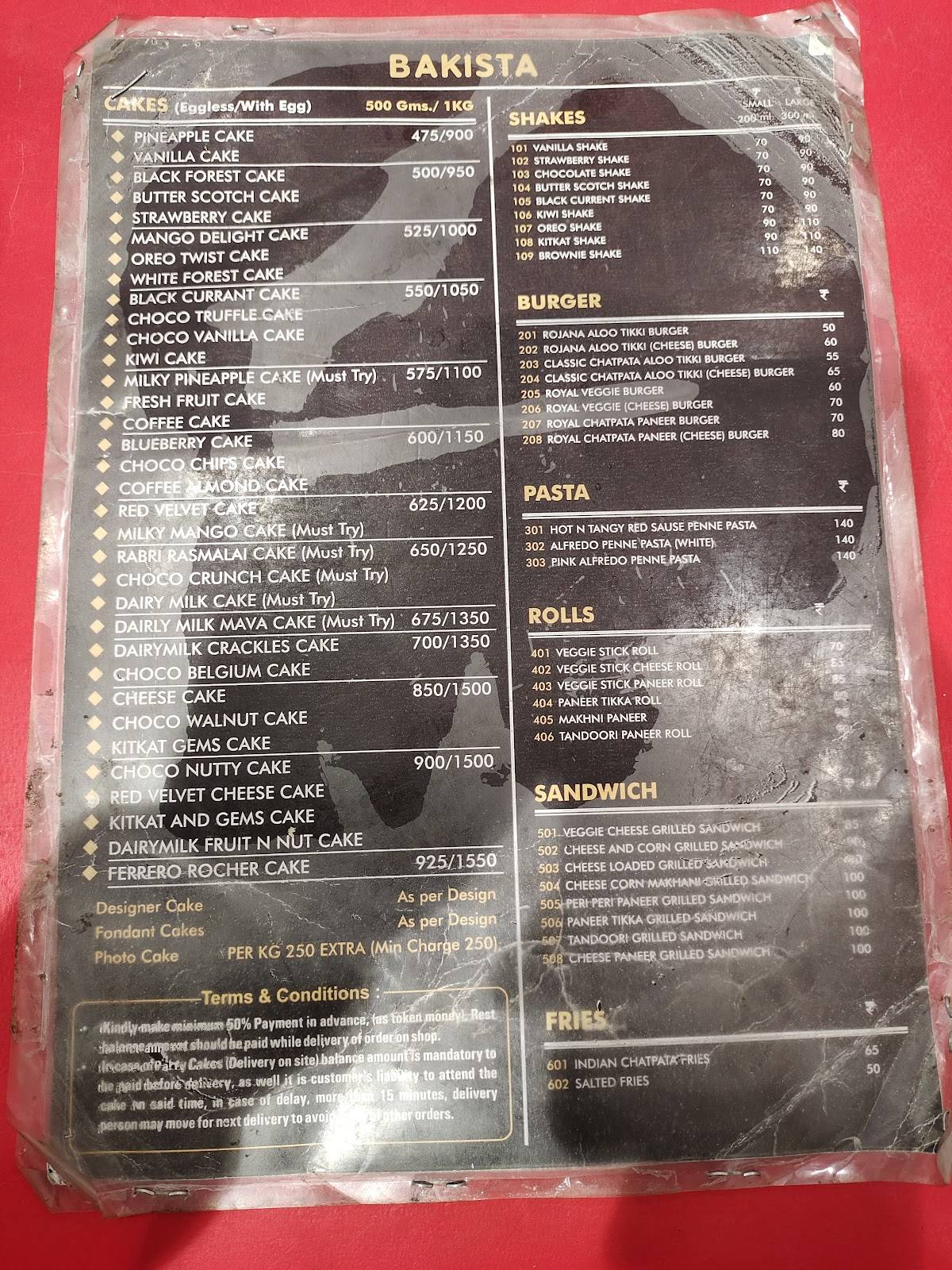 BAKISTA menu