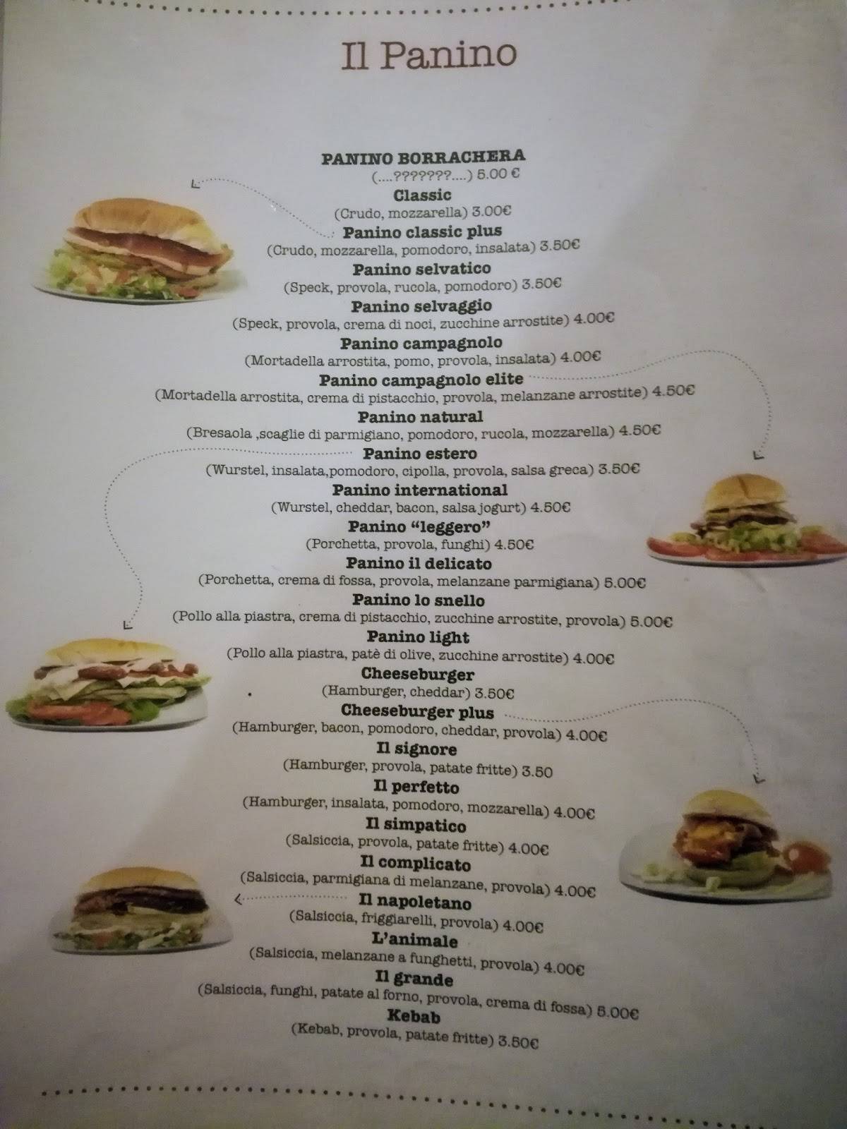 Menu di Borrachera Cantina 