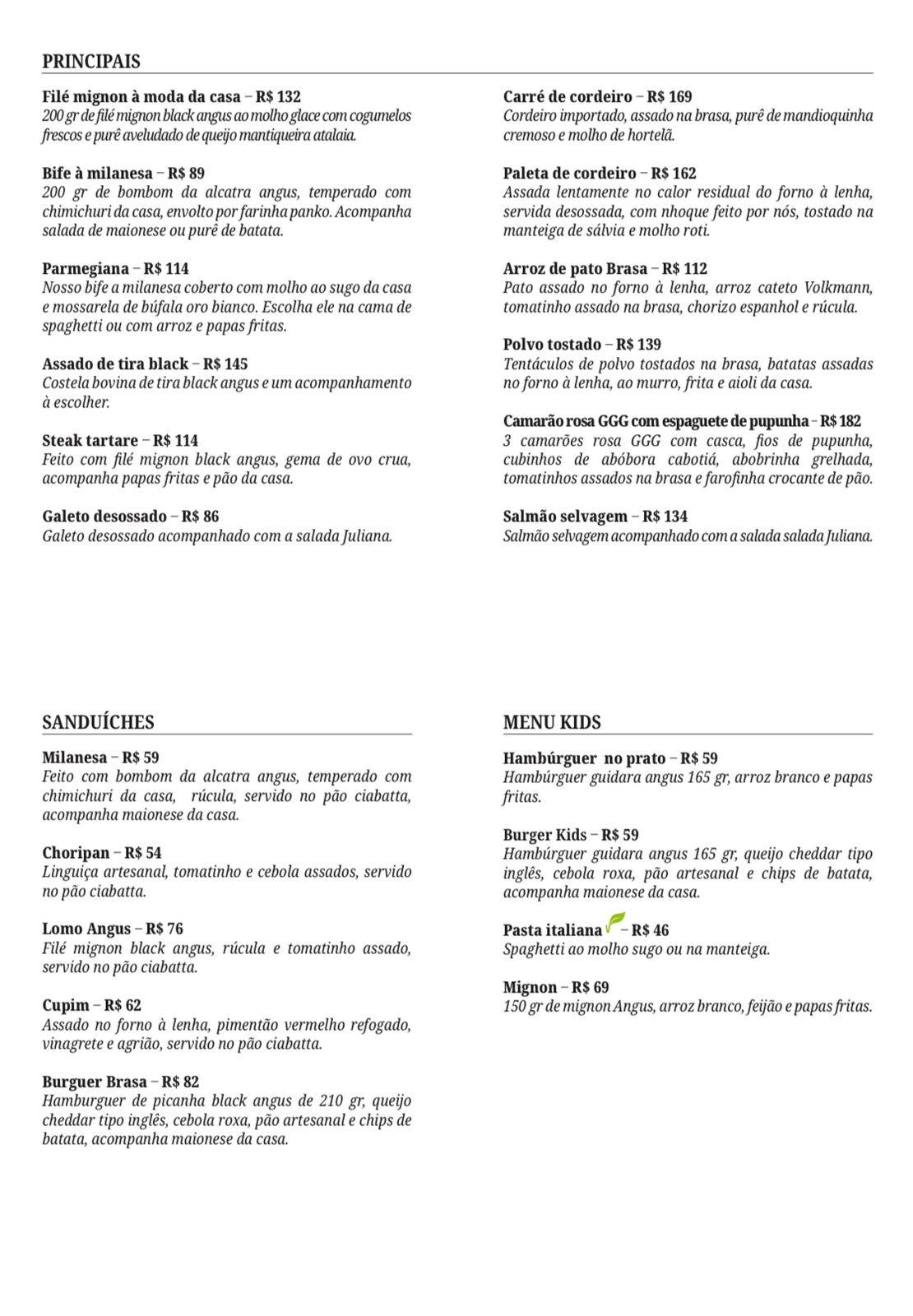 Brasa Quintal do Churrasco cardápio