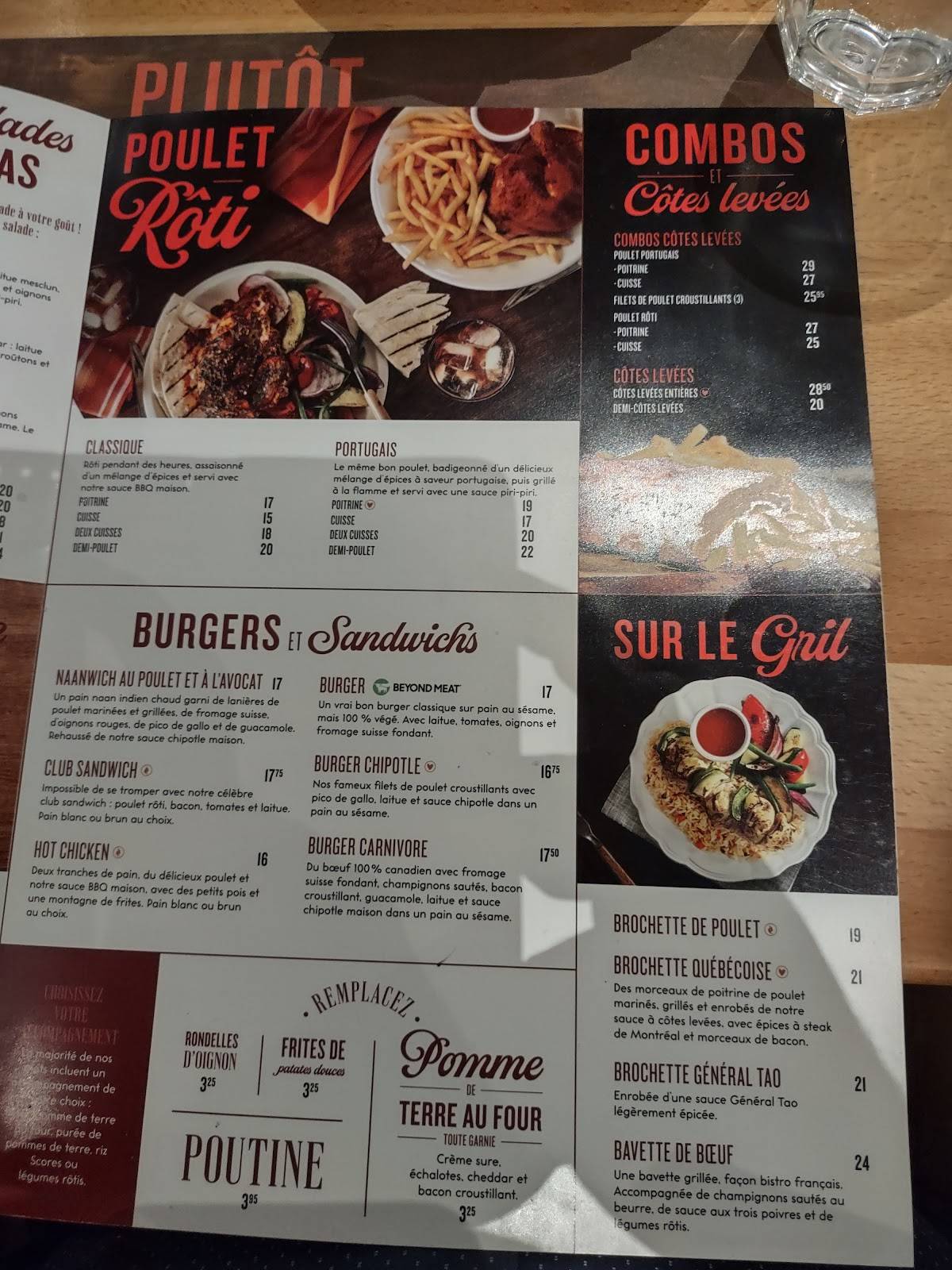 Menu au Rotisserie Scores BBQ Levis Rue des Arpents