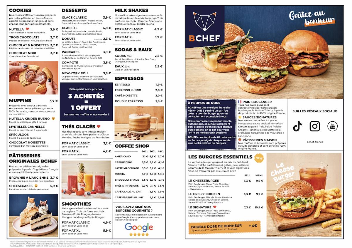 Menu de BCHEF - CARRE SENART