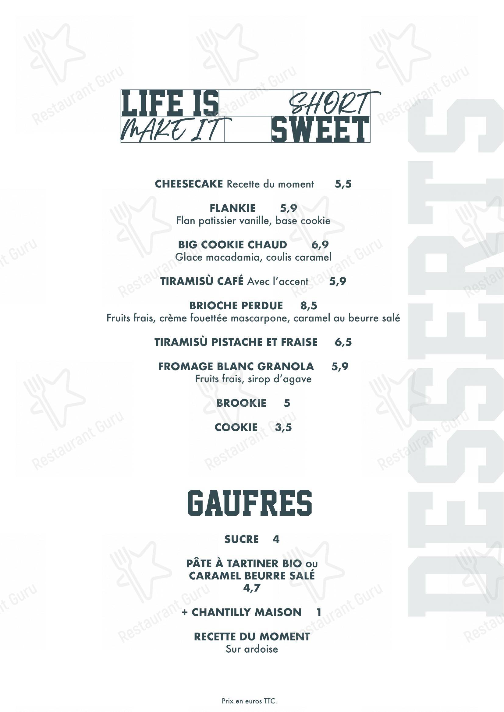 Menu pour BDS Restaurant Rennes - Основное меню