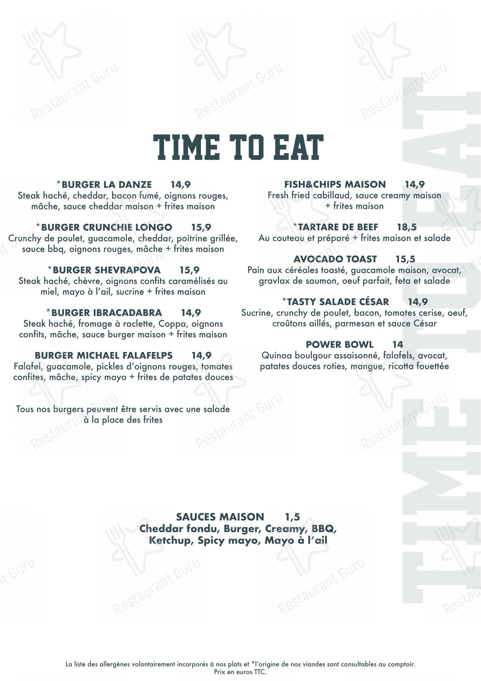 Menu pour BDS Restaurant Rennes - Основное меню