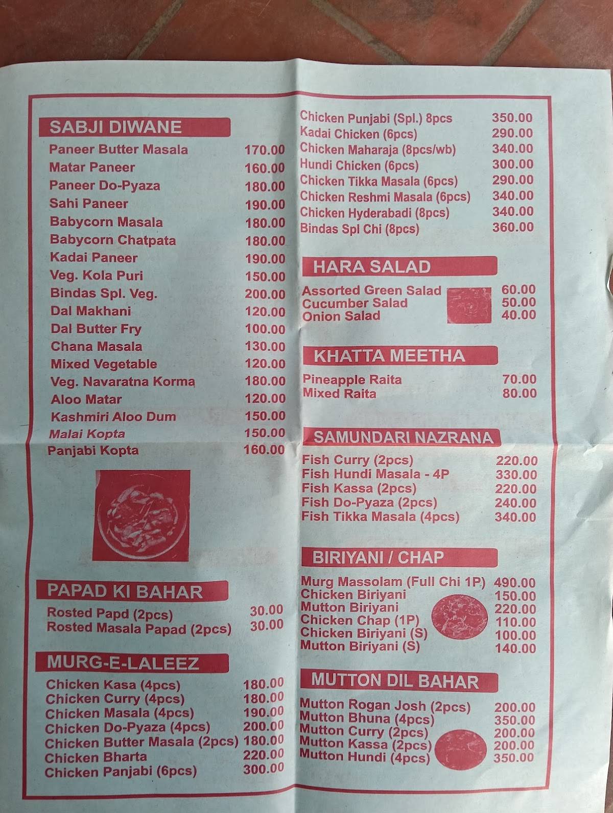 BINDASS menu