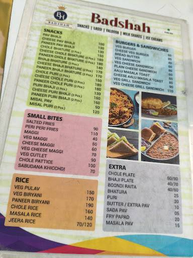 Badshah Hotel menu