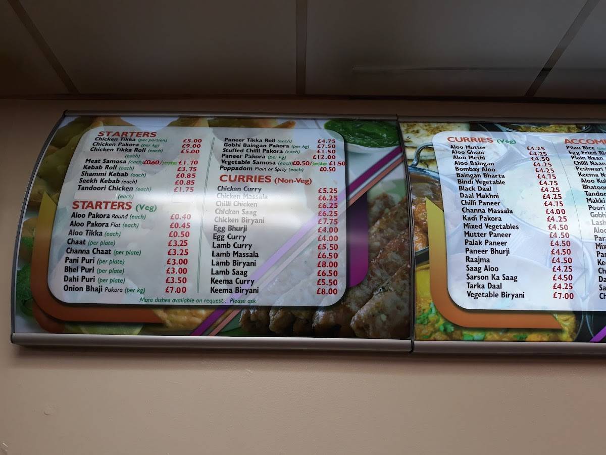 Menu at Bala Sweet & Tandoori Centre fast food, Bedford