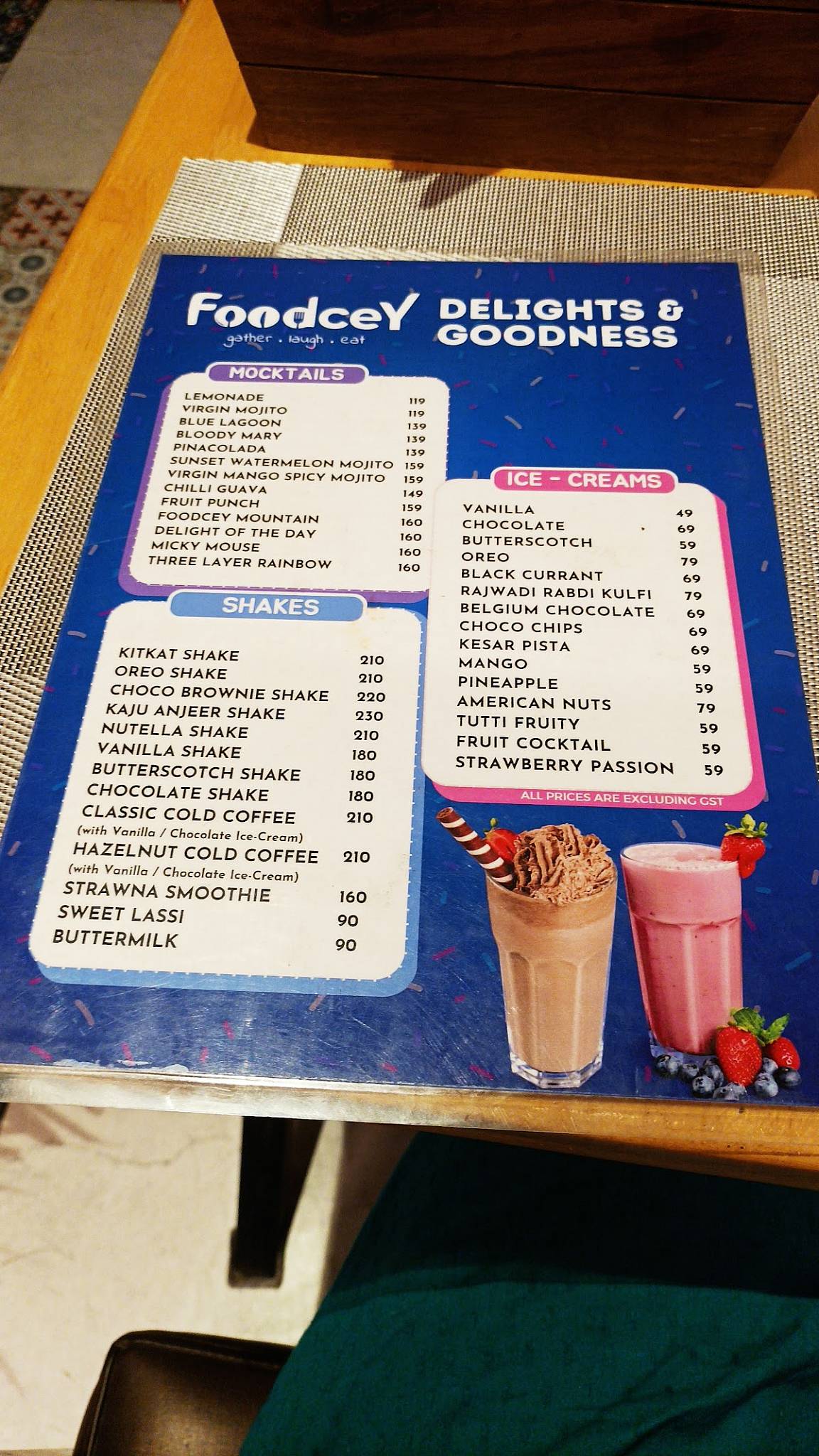 FoodceY menu