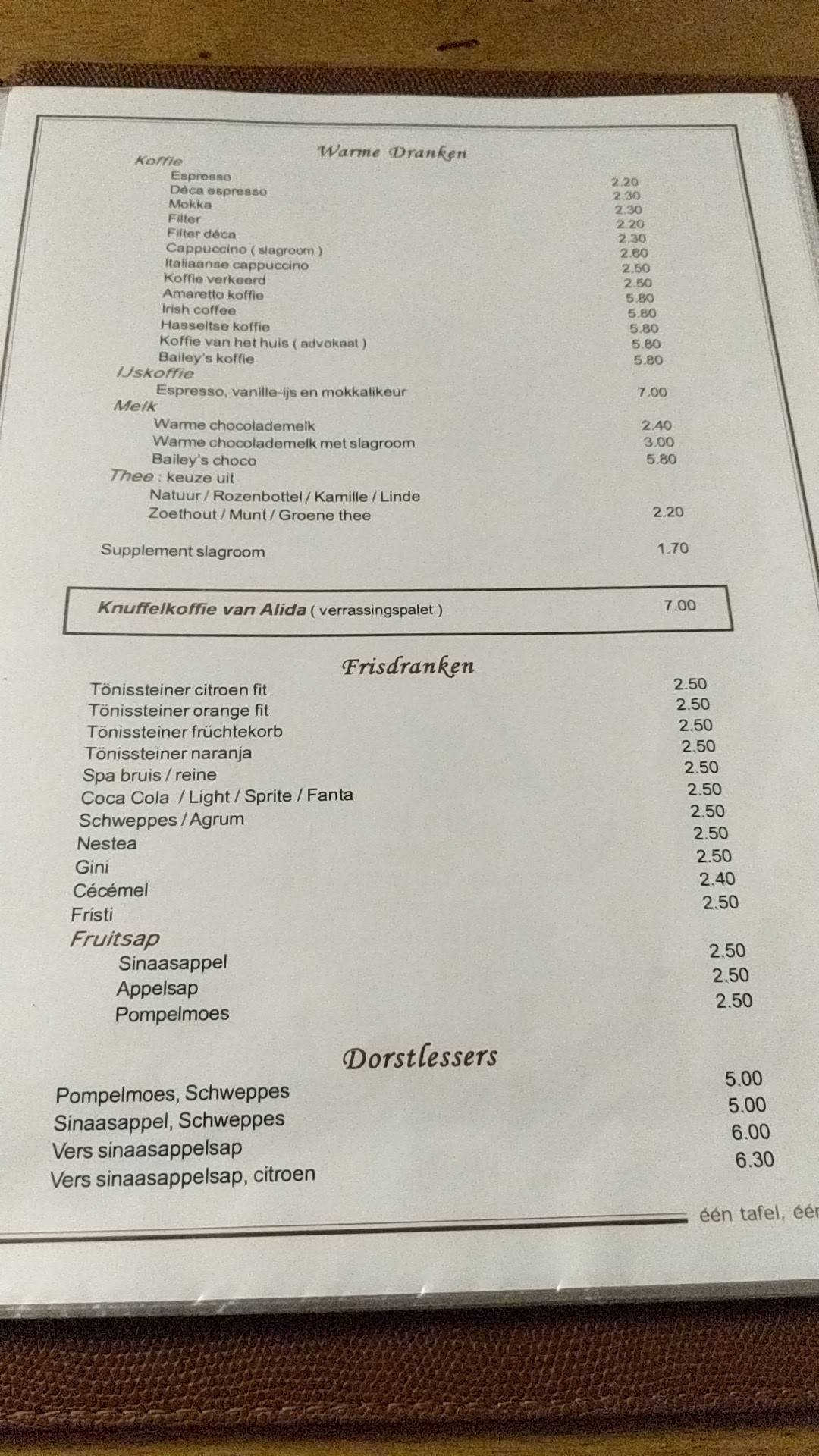 Menu de Banana Split