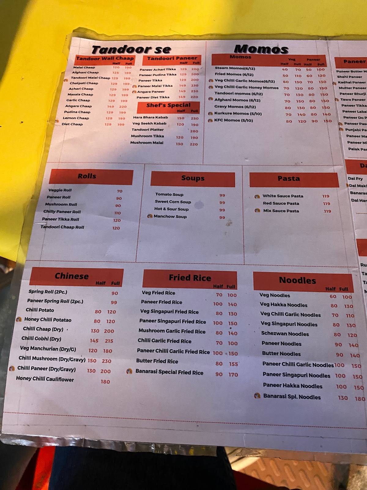 Banarasi Kitchen menu