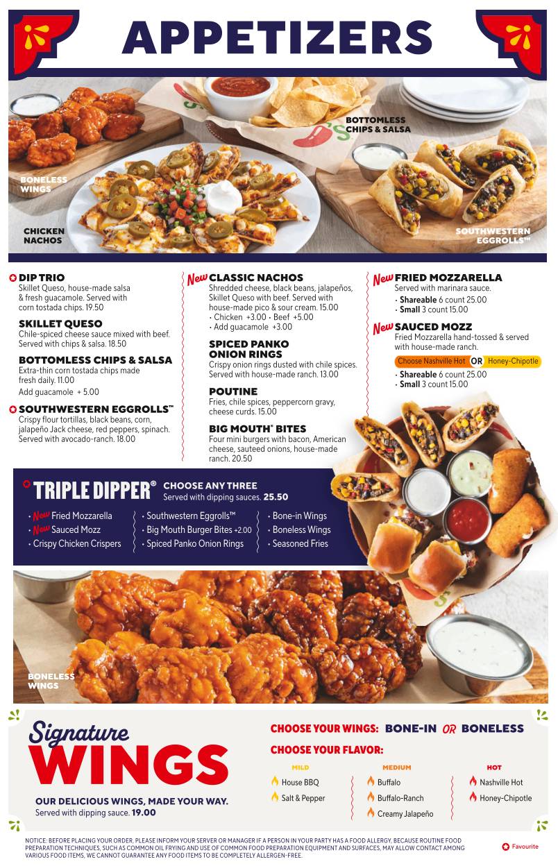 Menu de Chili's Grill & Bar