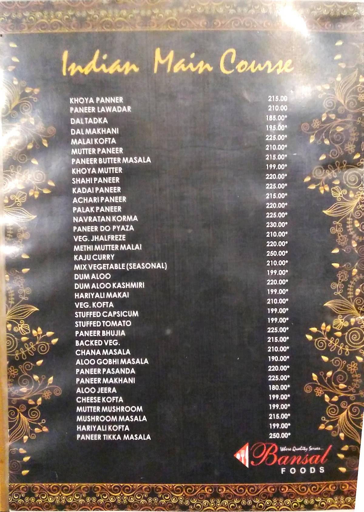 Bansal Foods ( Best Restaurant &Caterers in Mathura ) menu