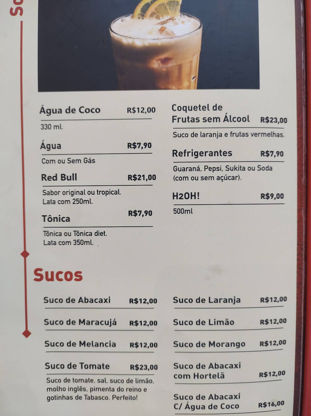 Bar Brahma cardápio