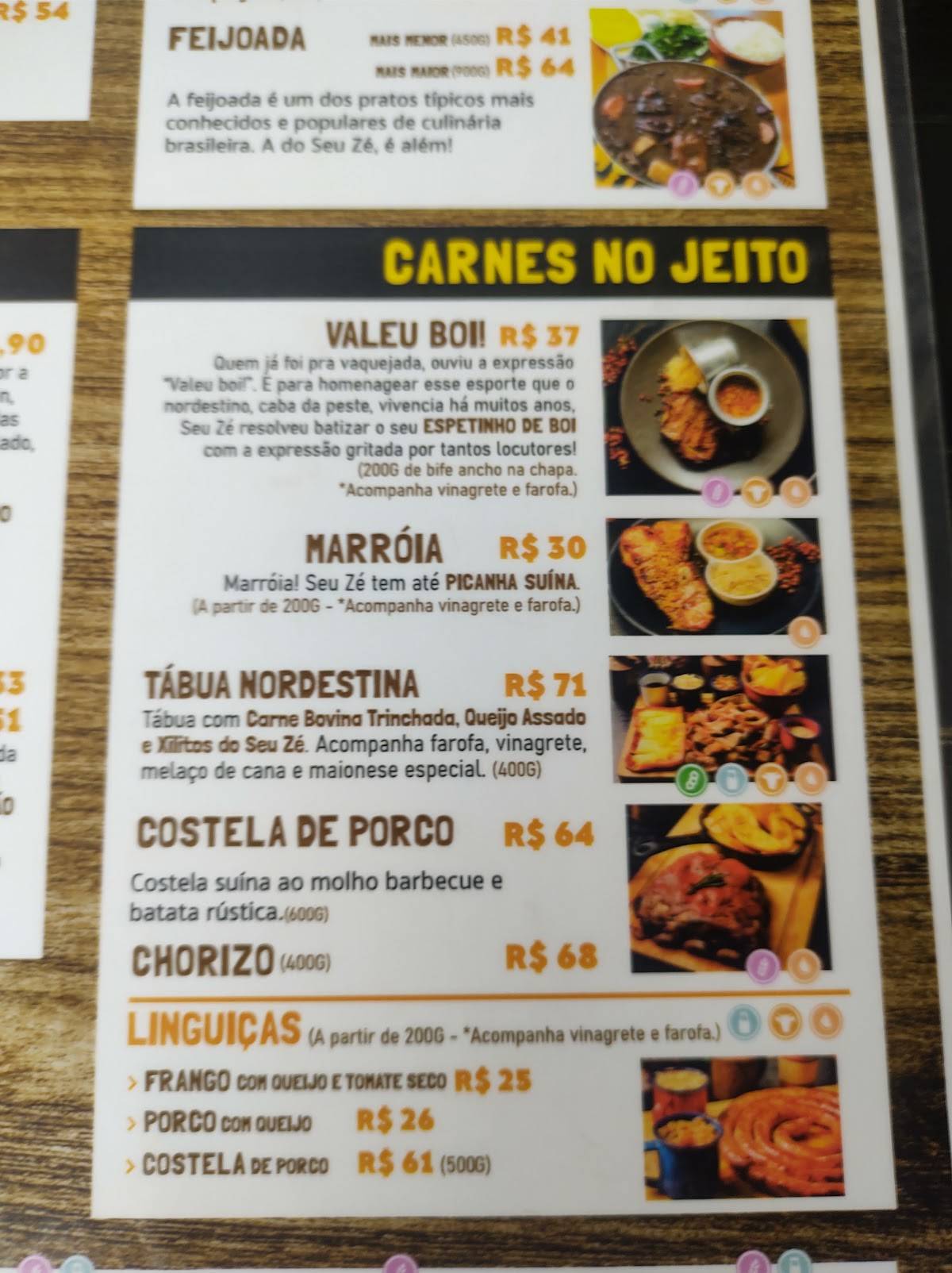 Seu Zé - Bodega cardápio