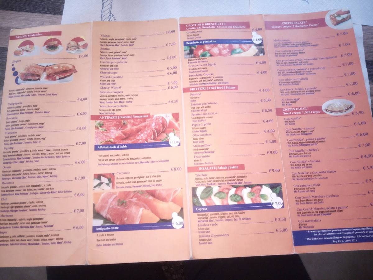 Menu di Bar Tramonto 