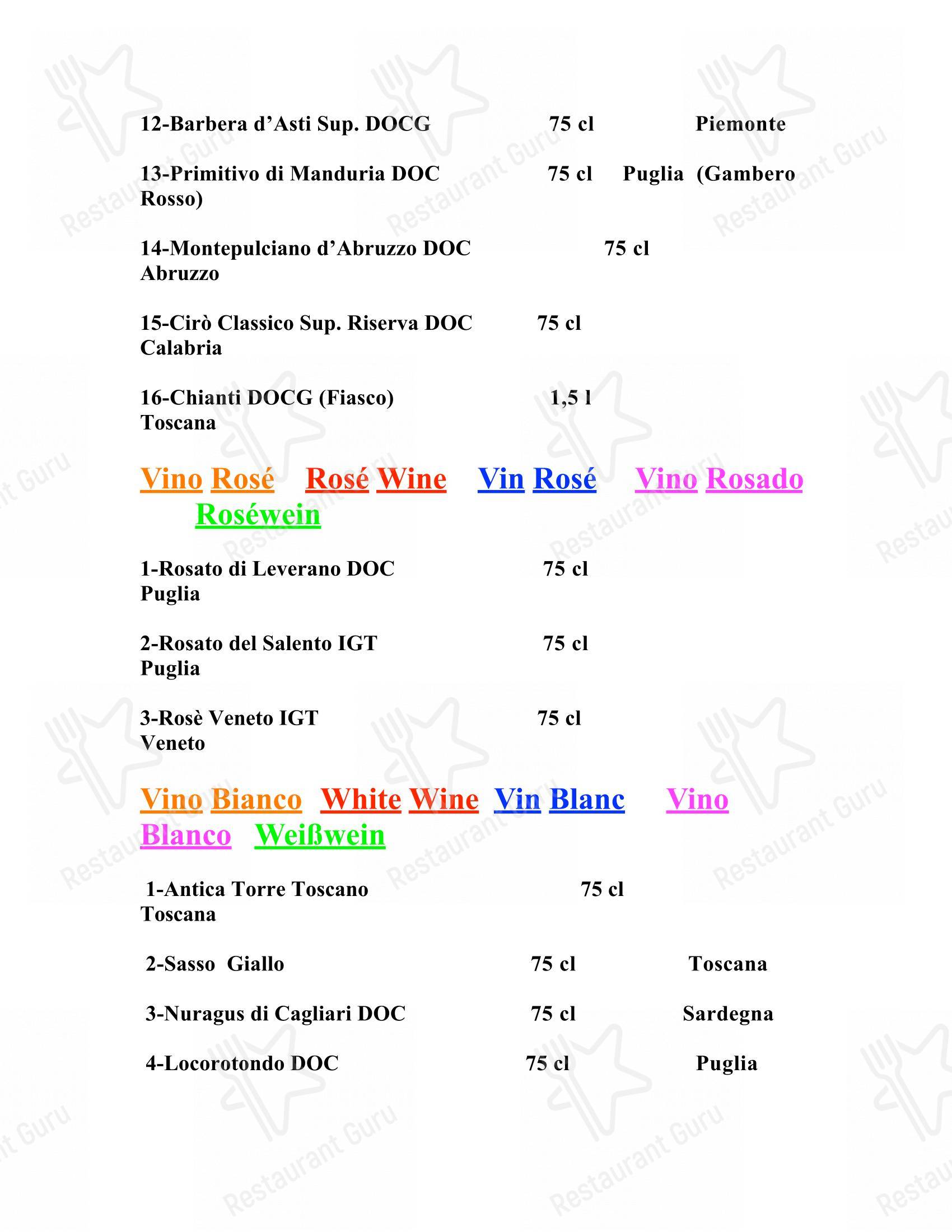 Menu per Bar Trattoria Silvia e Claudia ristorante
