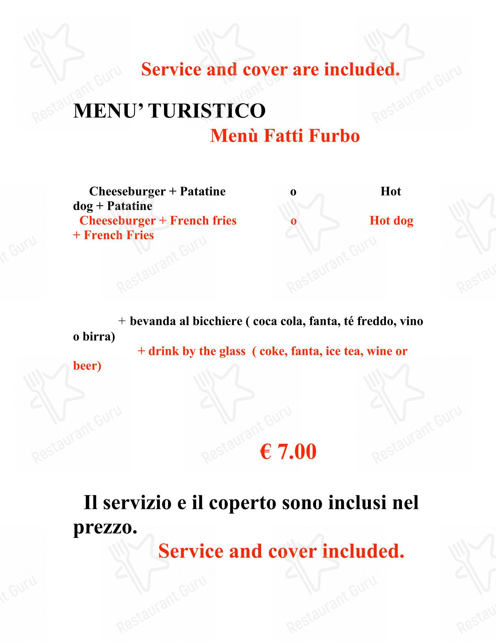 Bar Trattoria Silvia e Claudia in Pisa - Menu