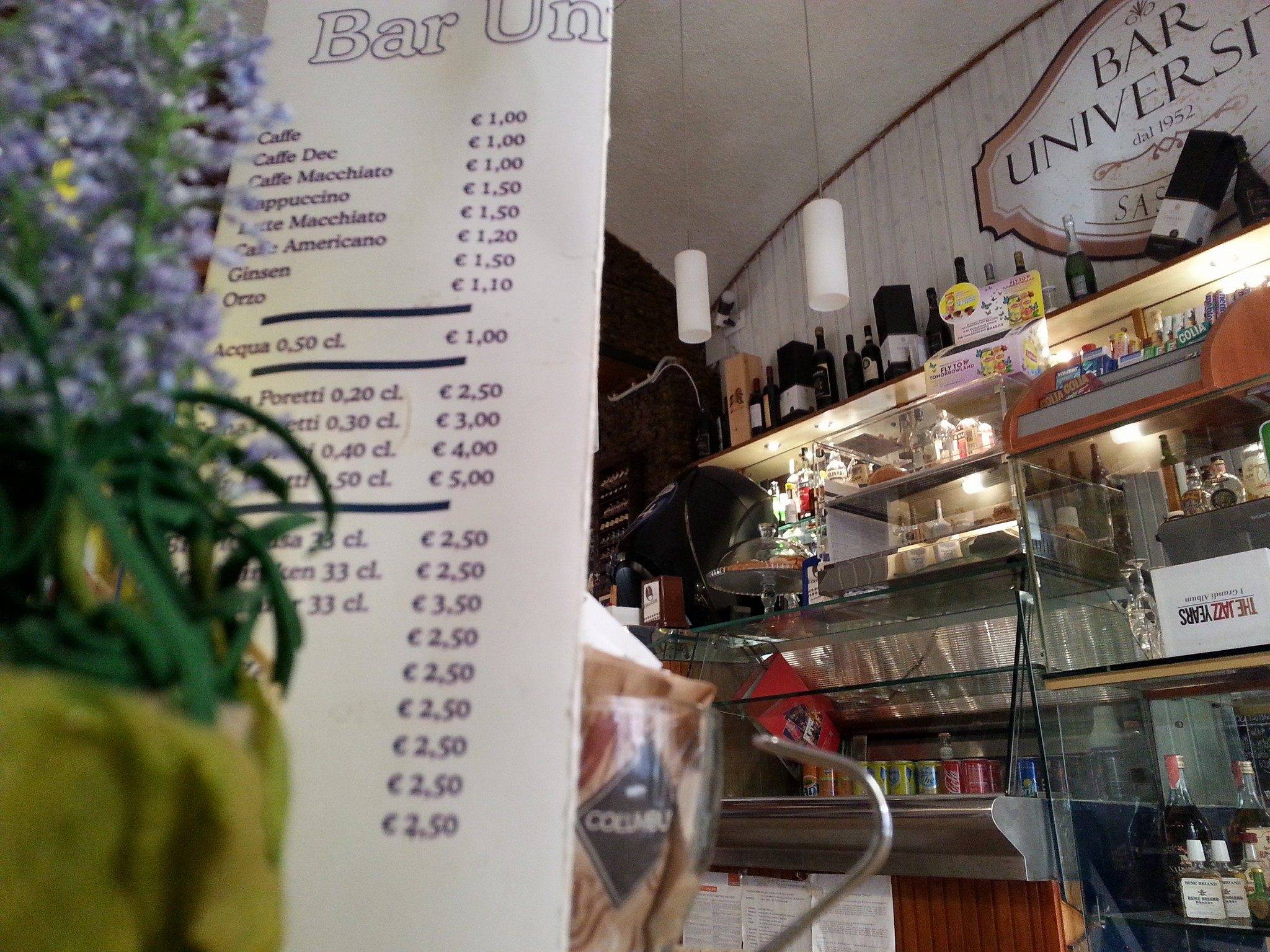 Menu di Bar Universita' 