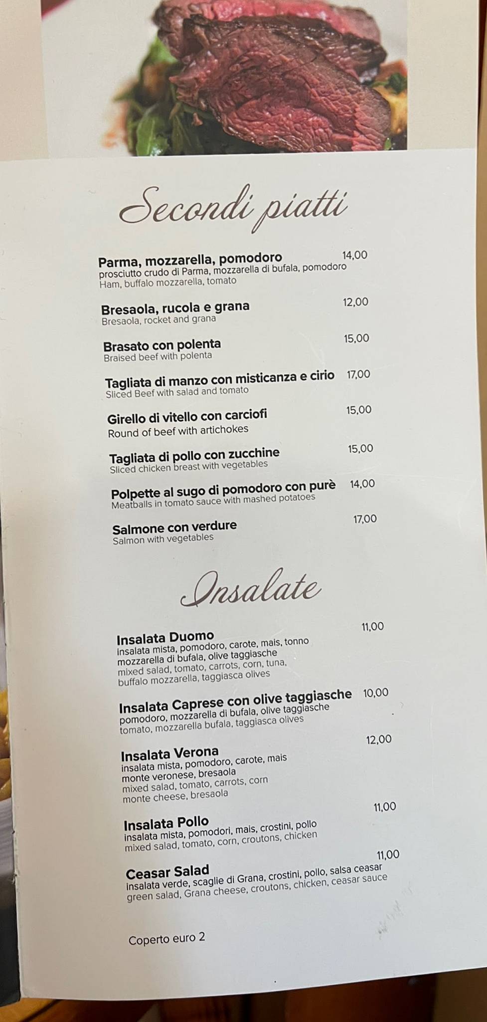 Menu di Bar Caffetteria al Duomo 