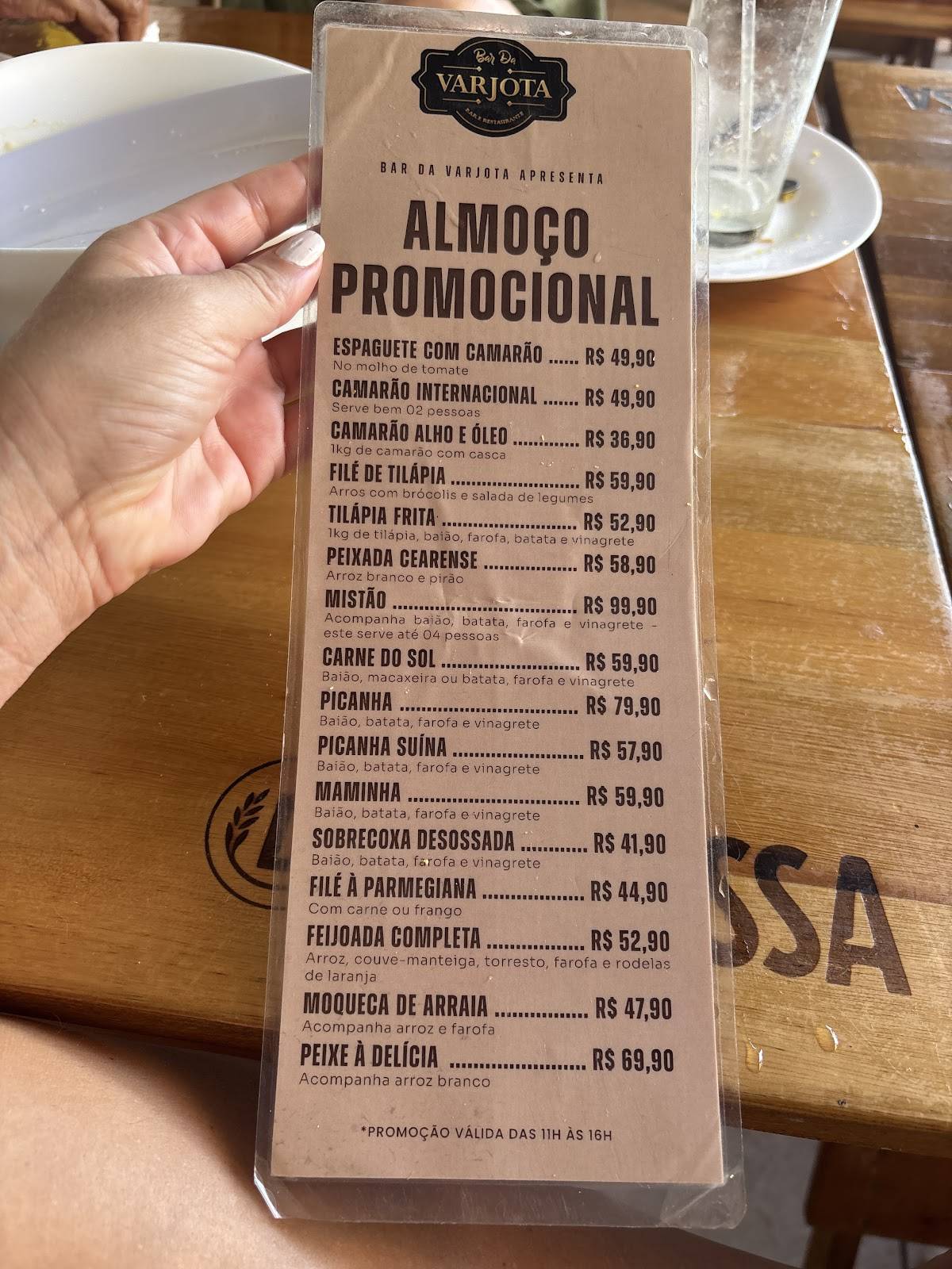 Bar da Varjota cardápio