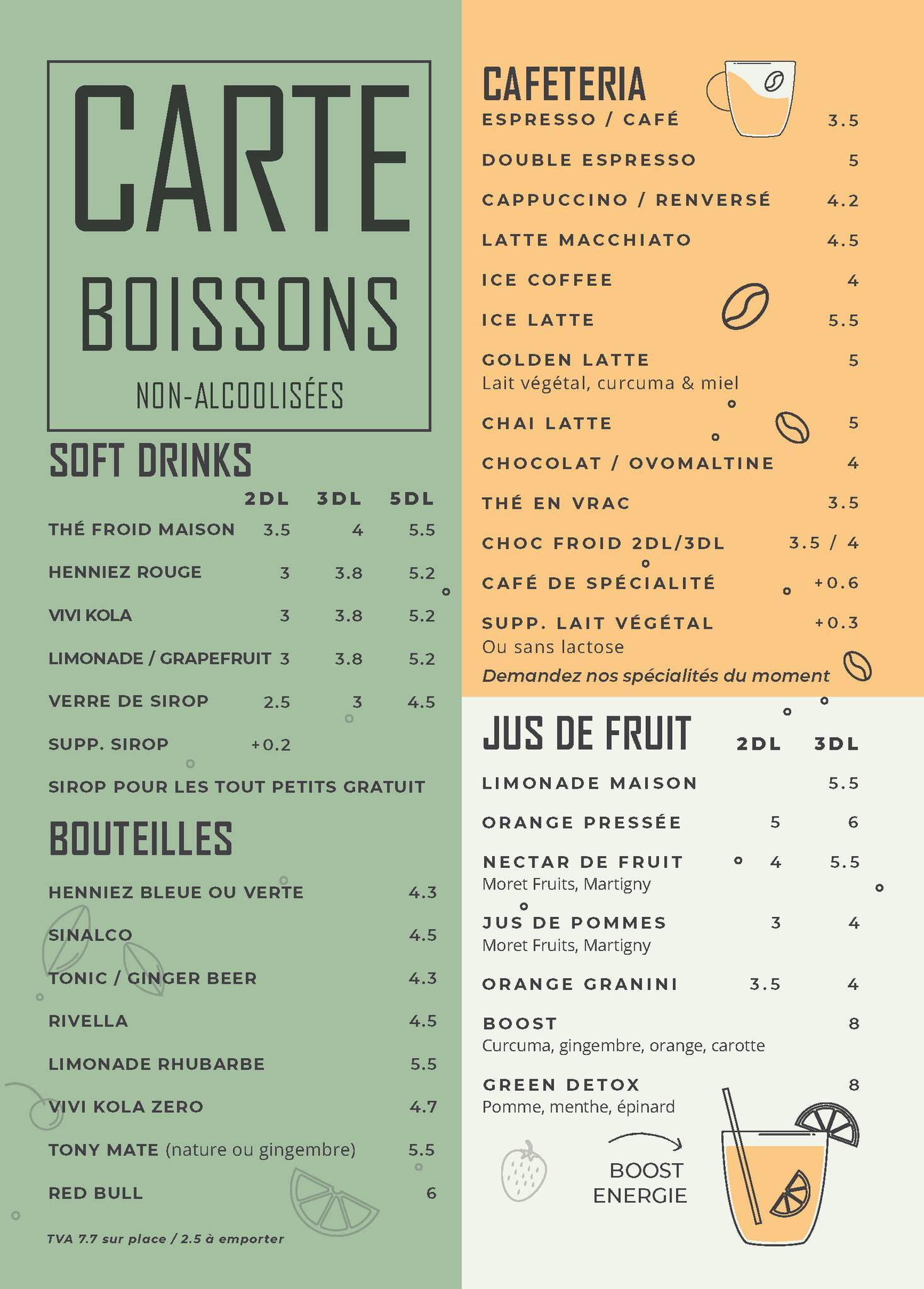 Menu di Bar la Taverne 