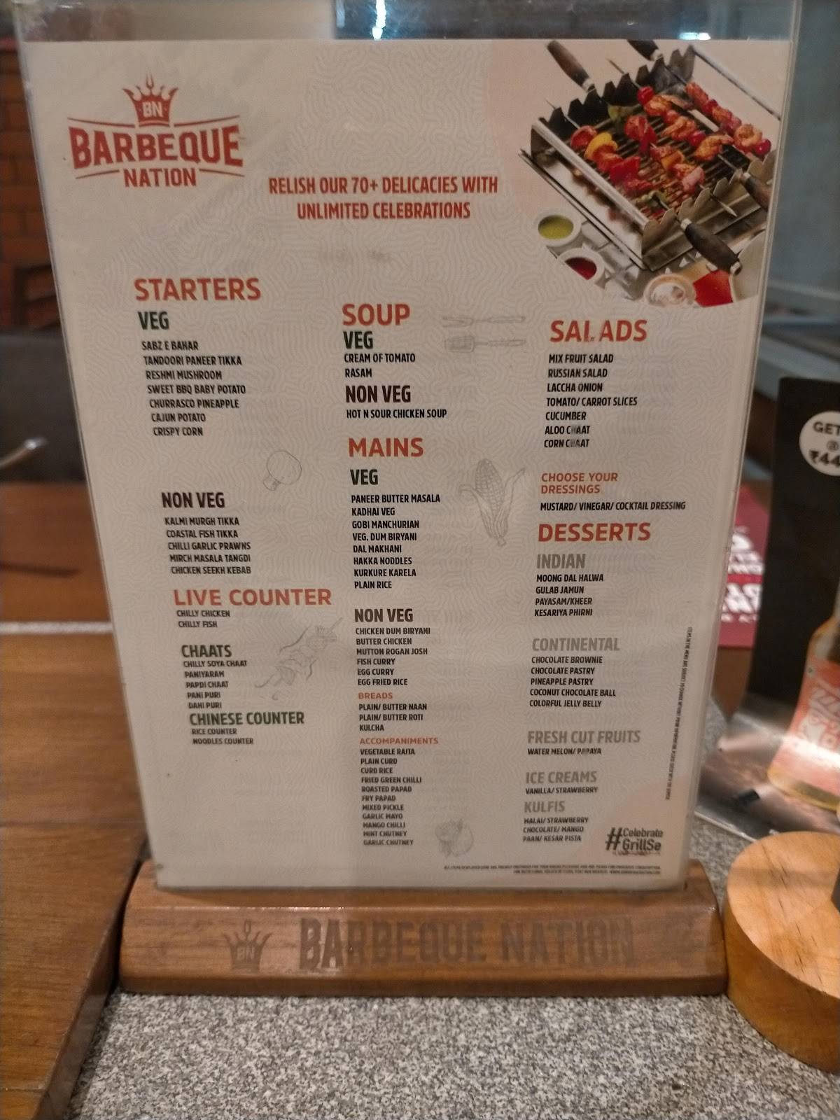 Menu at Barbeque Nation Nellore NVR Central, Nellore